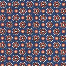 Blue and Orange Flower and Dot Print Italian Paper ~ Carta Varese Italy